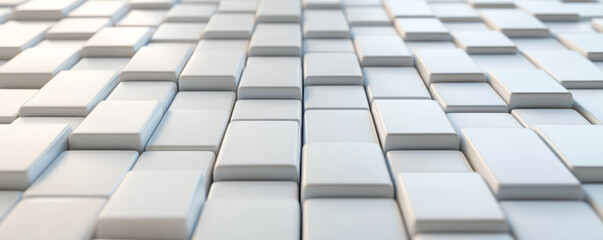 A close-up view of textured white tiles arranged in a neat grid pattern.