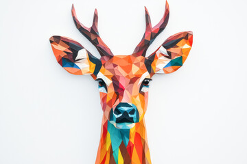 A colorful geometric design of a deer head showcasing artistic creativity.