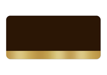 Elegant Dark Brown and Gold Blank Banner or Text Frame with Rounded Corners, Isolated on White
