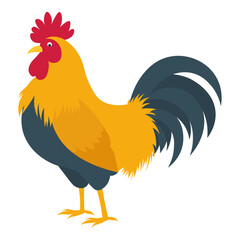 Rooster in flat style. Vector illustration of an animal on a farm