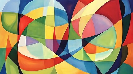 Obraz premium Abstract Colorful Geometric Painting Vibrant Shapes Intertwined