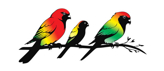 Minimalist Love Birds Silhouette on Branch - Black and White Art color 