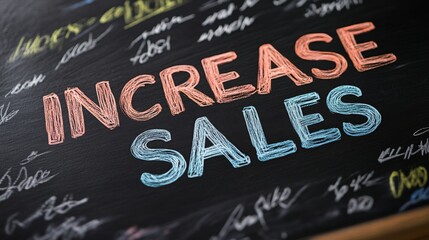 Colorful chalkboard message highlighting the words increase sales in bold letters
