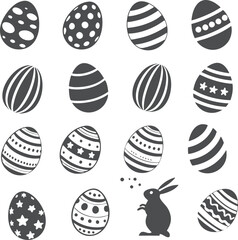 Easter eggs, Easter day festival icon set, ostern egg icons with decoration patterns symbols collection, logo isolated vector illustration