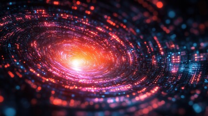 Obraz premium Vibrant cosmic spiral galaxy with glowing stars and nebulae in a vast universe backdrop