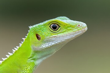 Green Plumed Basilisk Lizard Basiliscus plumifrons, Boca Tapada