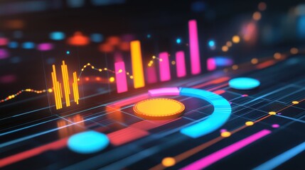 A vibrant graphic featuring a circular design alongside a detailed bar chart, showcasing data visualization in an engaging manner.