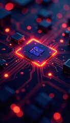 Obraz premium Abstract glowing circuit board, futuristic tech nodes , technology, background, interface