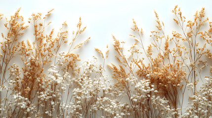Dried Flowers Arranged Against White Background