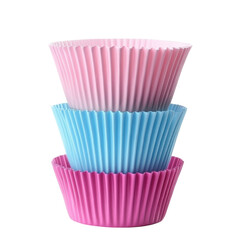 Colorful Cupcake Baking Cups on transparent background.