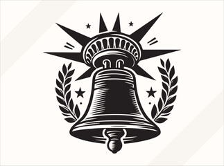  Black Liberty Bell Silhouette Illustration for Logos Prints and Design © SOMPERS