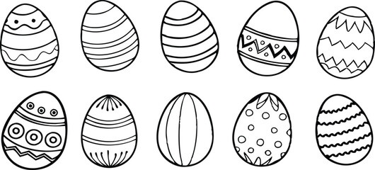Easter eggs, Easter day festival icon set, ostern egg icons with decoration patterns symbols collection, logo isolated vector illustration