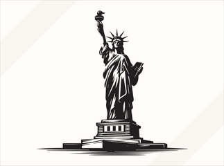Black Statue of Liberty Silhouette Illustration for Logos Prints and Design © SOMPERS