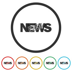 Fake news icon. Set icons in color circle buttons
