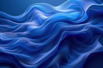 Fluid Motion of Deep Blue Waves in a Serene Abstract Design with Soft Flowing Textures and Sophisticated Gradients
