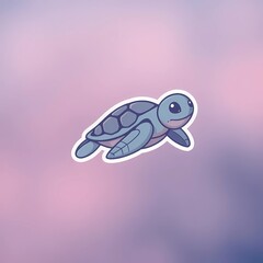Cute sea turtle sticker with soft colors, perfect for ocean and marine life-themed designs