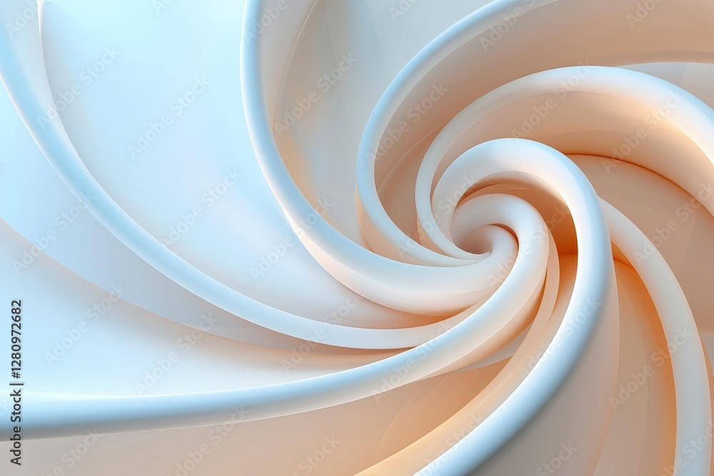 Poster swirling abstract design with soft light and smooth curves in blue and cream tones ideal for modern 