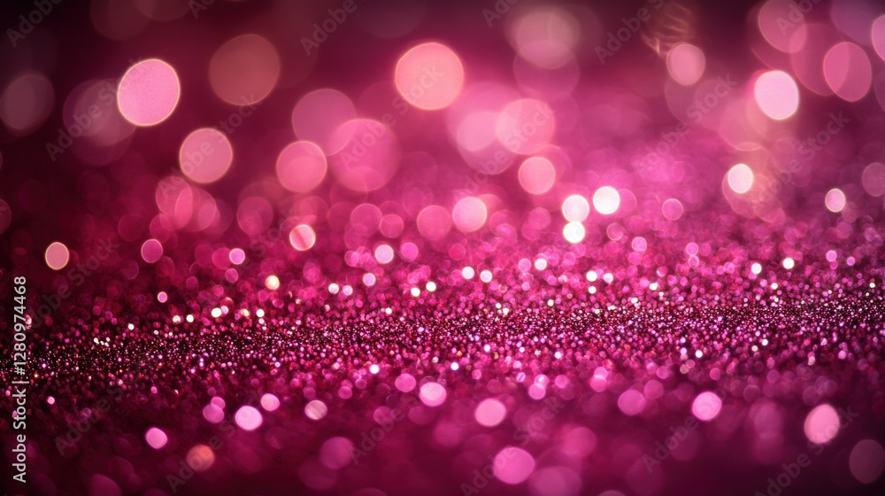 Poster sparkling pink glitter background with soft bokeh effect, creating a festive atmosphere for celebrat