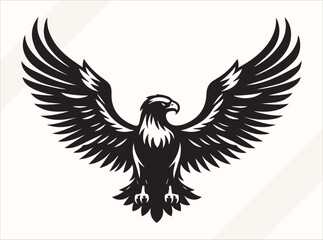  Black Bald Eagle Silhouette Illustration for Logos Prints and Design