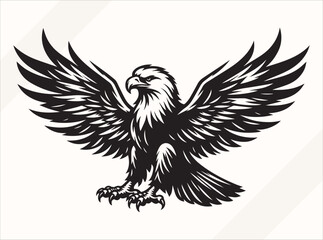  Black Bald Eagle Silhouette Illustration for Logos Prints and Design