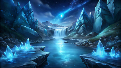 Obraz premium Crystal-Clear Glacier Water – A Serene Flow of Purity and Vitality