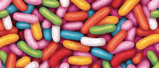 Colorful Candy Seamless Pattern Background, Delicious Sweet Treats, Assorted Gummy Candies Texture