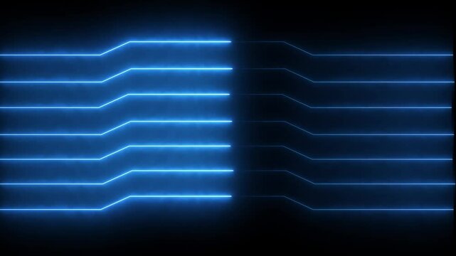 Contrast Neon blue Circuit Pattern with Parallel Lines and Wavy Connections in Digital Art Style