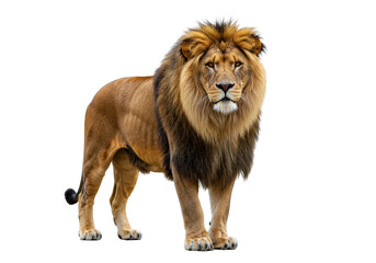 Isolated Majestic Lion Standing Proudly with Full Mane