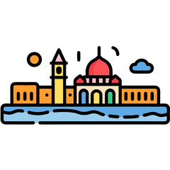 Naklejka premium vector illustration of a city street