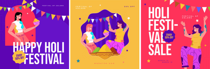 Happy Holi Festival Social Media Post Template