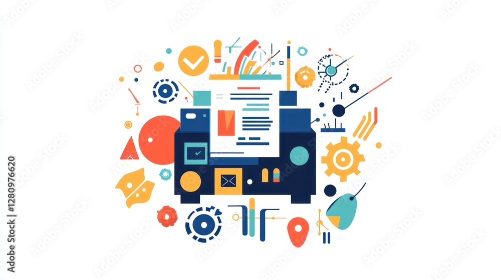 Aufkleber abstract illustration of data processing and workflow automation