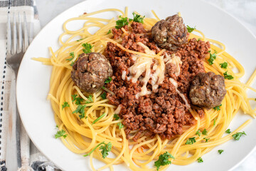 spaghetti  with meatballs  and sauce