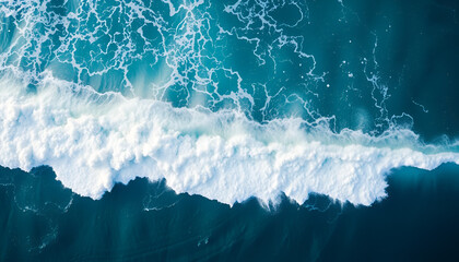 Drone Photo of Deep Sea Water with White Waves Splashing
