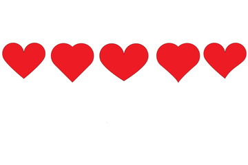 Red heart icon set, five live symbols with heart shape in red colour, love icon, heart symbols. 