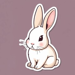 Obraz premium Cute bunny sticker illustration with soft colors and adorable expression on plain background