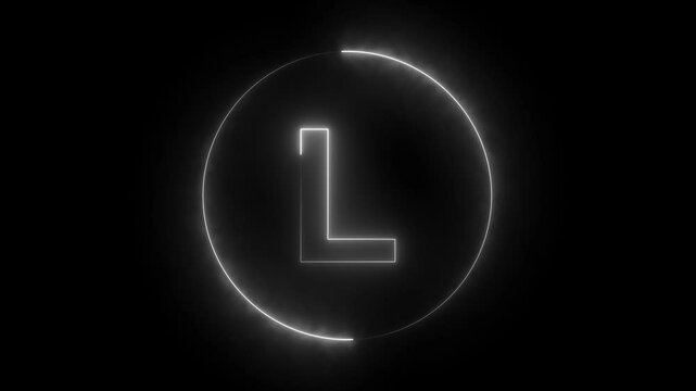 Neon Glowing letter alphabet L. Font letter "L" on dark background. Educational concept, text icon.