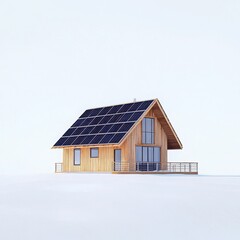 Ultra realistic solar-powered house isolated side view white background