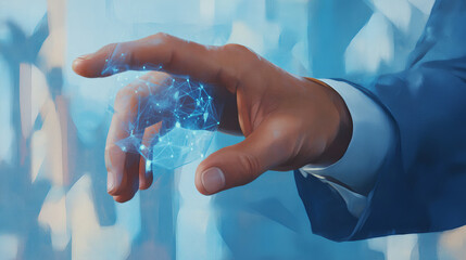 Business strategist presenting roadmap of emerging technologies with hand gesture, showcasing innovation and connectivity