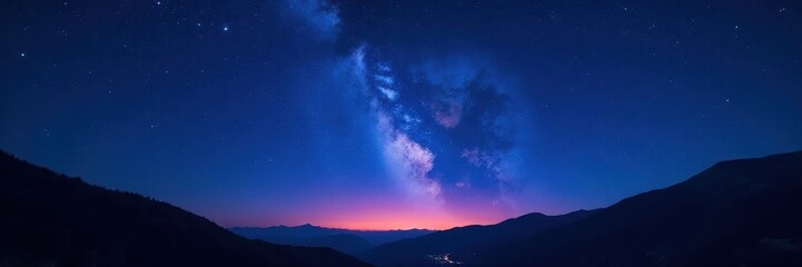 Fototapeta premium Deep twilight, countless stars scattered across a navy blue sky , celestial, night photography