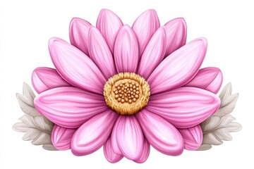 Obraz premium Elegant pink flower with detailed petals, white isolated background