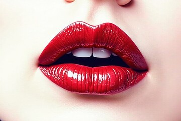 Obraz premium Abstract red lip imprint, vector graphic element, beauty, design, abstract