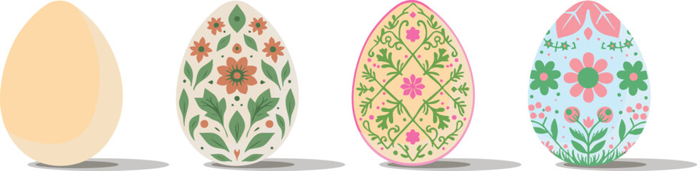Set of Colorful Easter Eggs &ndash; Decorative Vector Illustration for Holiday Designs, Greeting Cards, and Banners

