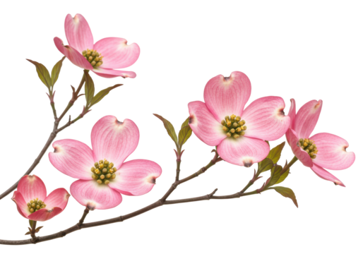 Isolated Group of Pink Dogwood Flowers