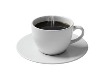 Isolated Steaming Cup of Black Coffee on Saucer