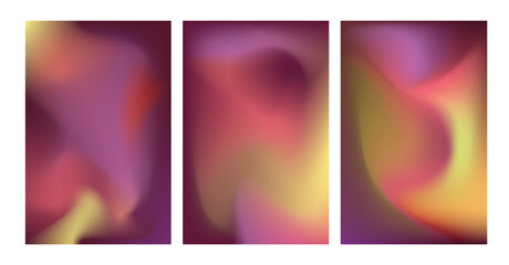 Fototapeta premium Abstract liquid background layout. Set of covers design templates with vibrant orange red light gradient background. Gradient mesh. Modern design template for web cover, header. mesh gradient pattern.