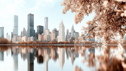 Fototapeta premium A City Skyline Where Buildings Reflect Different Architectural Styles, representing diverse, multicultural, and collaboration in a beautifully detailed design This captivating image showcases urban