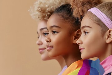 Celebrate diverse identities Representation, inclusiveness, and identity in a bold, empowering composition a vibrant media project highlighting diverse identities This image is a visual symphony of