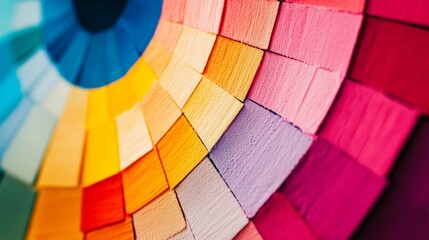 Obraz premium Vibrant rainbow-colored wooden blocks in circular pattern