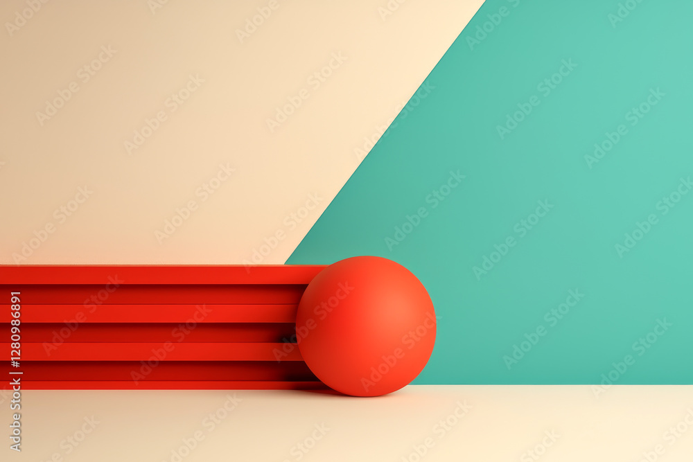 Poster a minimalistic design featuring geometric shapes and vibrant colors on a simple backdrop.