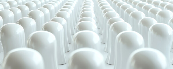 Obraz premium A minimalistic arrangement of white salt and pepper shakers in a uniform pattern.